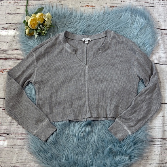 bp Tops - BP Grey Waffle Knit Cropped Thermal Top sz XS
